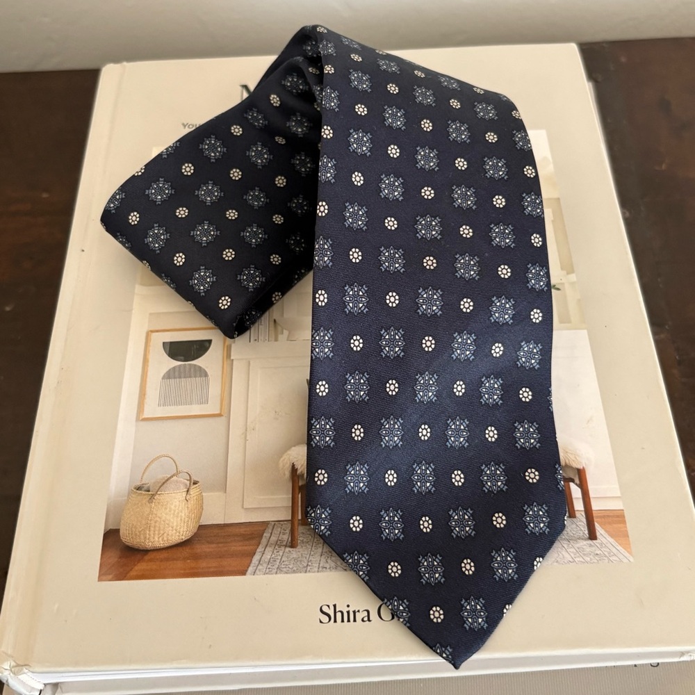 Dior Navy Floral Pattern Tie